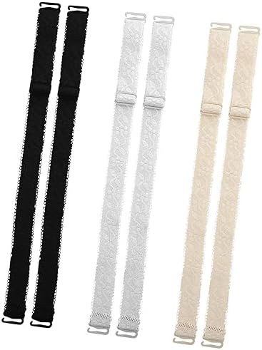 3 Pairs Bra Strap Replacement Elastic Adjustable Removable Multi Color
